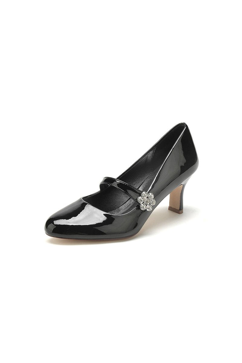Patent Leather Wedding Chunky Heels - KissProm