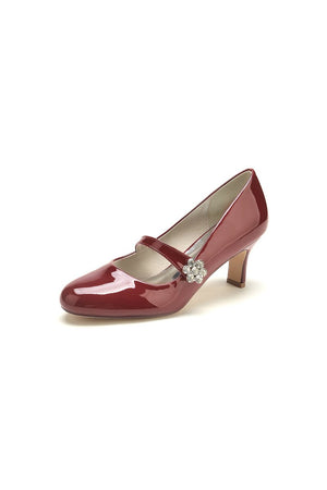 Patent Leather Wedding Chunky Heels - KissProm