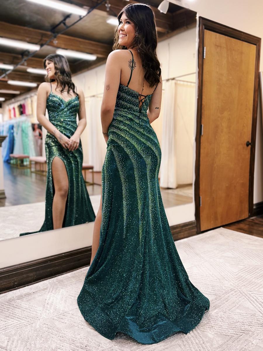 Mylah |Mermaid Spaghetti Straps Glitter Mermaid Dress with Slit