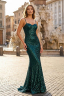 Mermaid Spaghetti Straps Sequin Prom Dress - KISSPROM PROM DRESSES