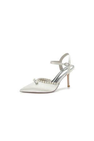 Pearl Cocktail Pointed Toe Buckle Strap Heels - KissProm
