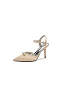 Pearl Cocktail Pointed Toe Buckle Strap Heels - KissProm