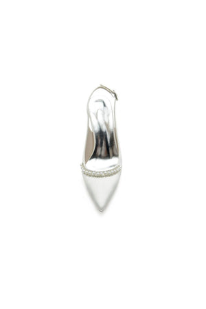 Pearl Embellished Peep Toe Slingback High Heels - KissProm
