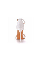 Pearl - Embellished White Ankle - Strap Stiletto Heels - KissProm