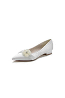 Pearl Flower Cocktail Pointed Toe Flats - KissProm