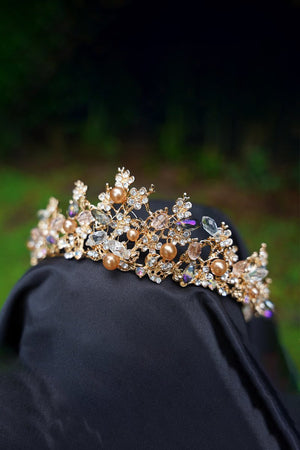 Pearl Gold Woodland Tiara - KissProm