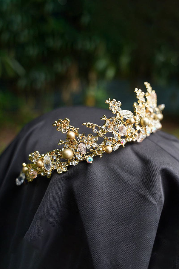 Pearl Gold Woodland Tiara - KissProm