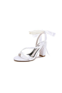 Pearl Open Toe Ankle Strap High Heels - KissProm