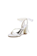 Pearl Open Toe Ankle Strap High Heels - KissProm