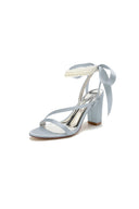 Pearl Open Toe Ankle Strap High Heels - KissProm