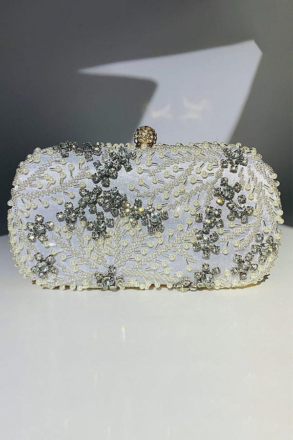 Pearl Rhinestone Beaded Square Handbag - KissProm