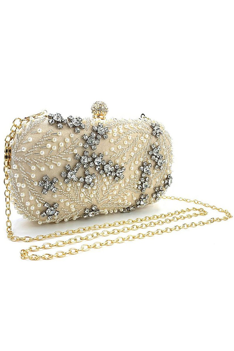 Pearl Rhinestone Beaded Square Handbag - KissProm