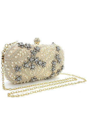 Pearl Rhinestone Beaded Square Handbag - KissProm