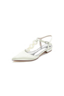 Pearl Strap Pointed Toe Flats - KissProm