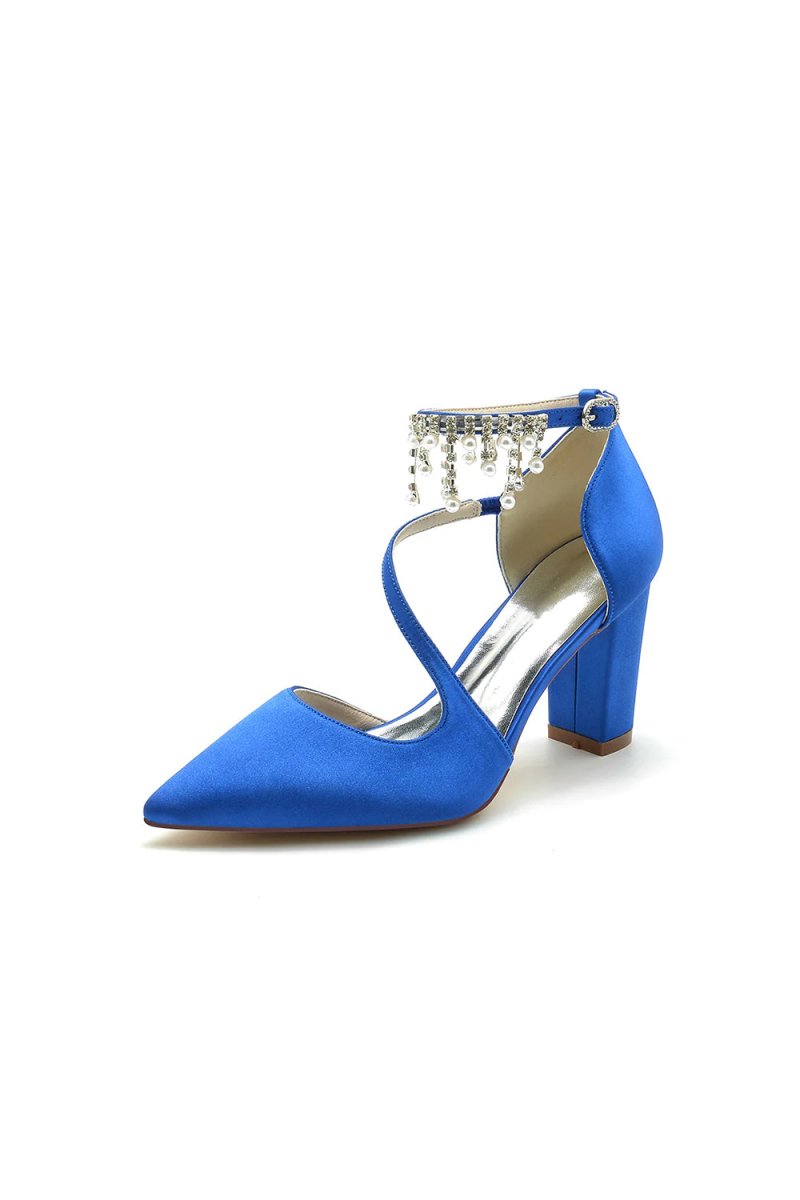 Pearl Tassel Block Heel Sandals - KissProm