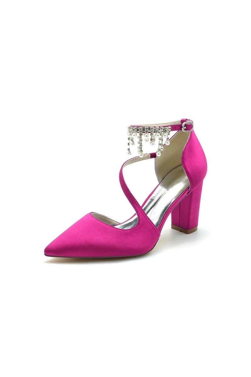 Pearl Tassel Block Heel Sandals - KissProm