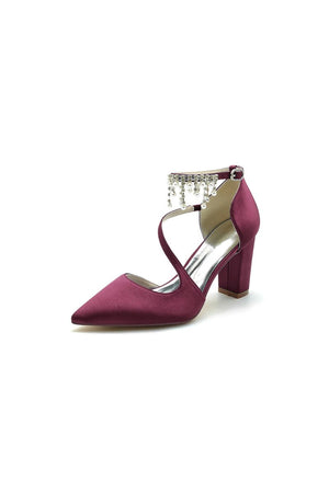Pearl Tassel Block Heel Sandals - KissProm