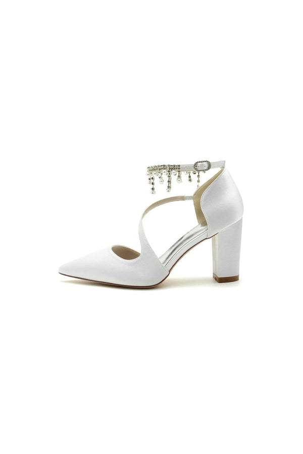 Pearl Tassel Block Heel Sandals - KissProm