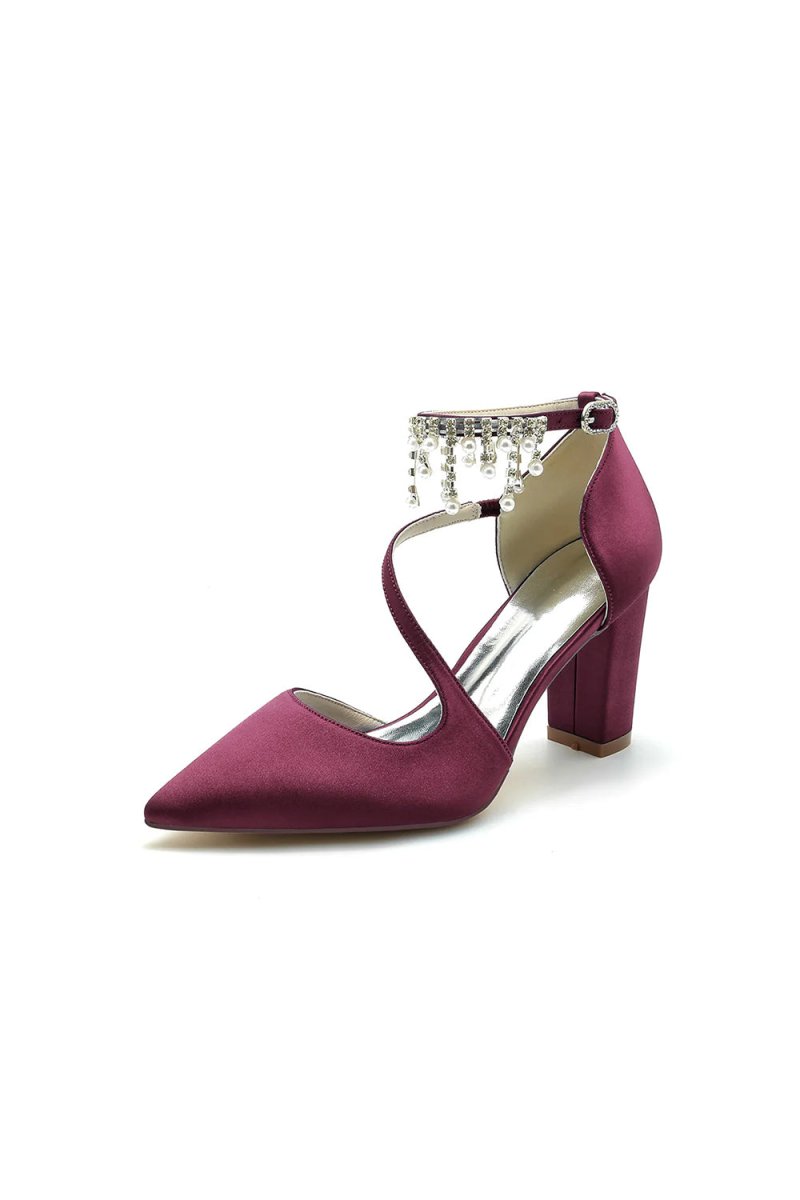 Pearl Tassel Block Heel Sandals - KissProm