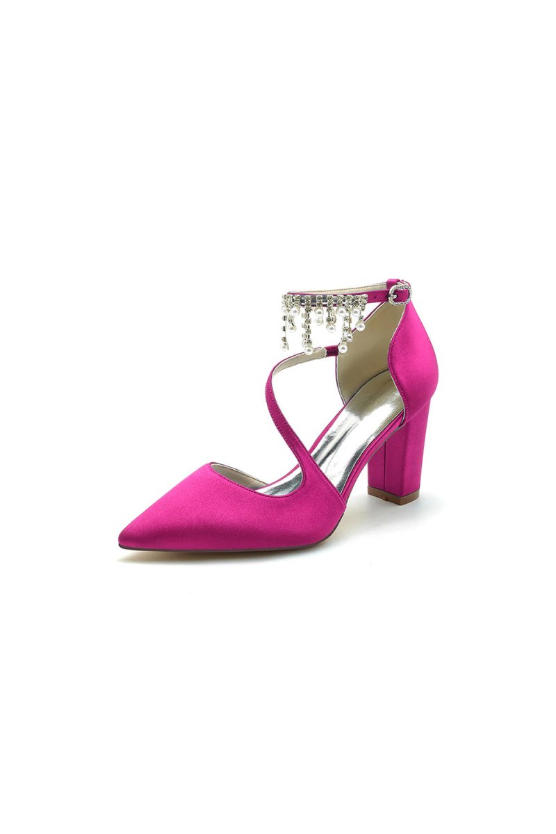 Pearl Tassel Block Heel Sandals - KissProm