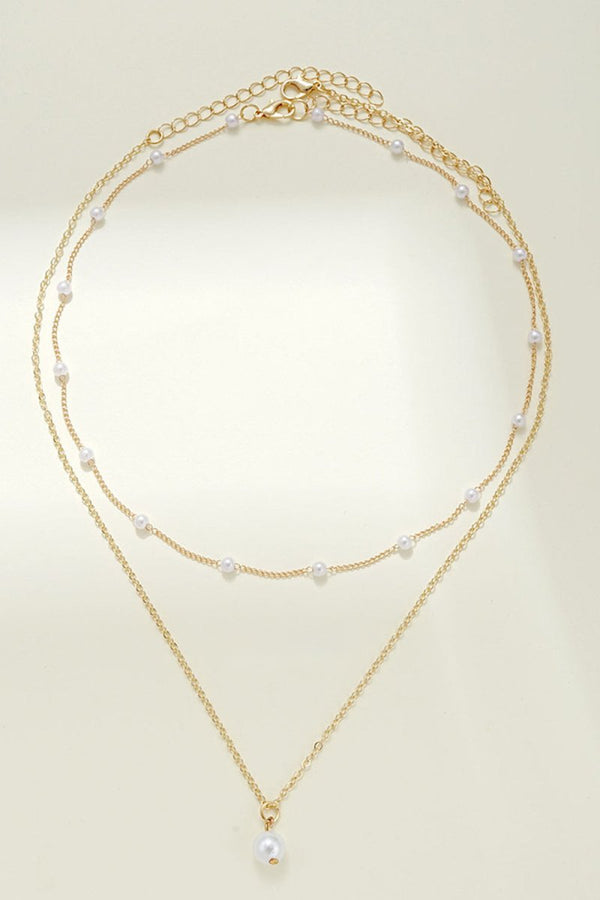 Pearl Tassel Pendant Double Layer Necklace