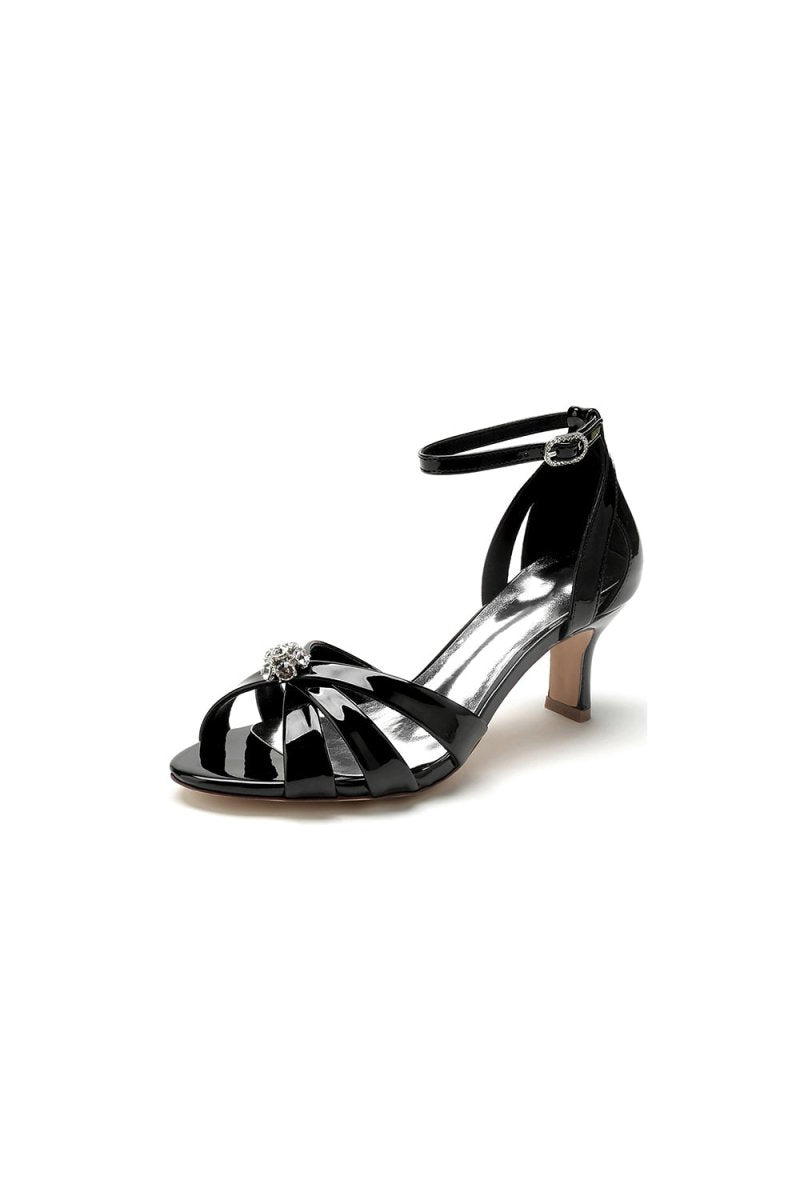 Peep Toe Ankle Strap Wedding Block Heels - KissProm