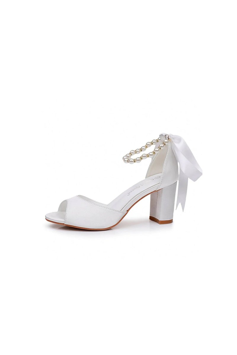 Peep Toe Chunky Heel Sandals with Buckle Straps - KissProm