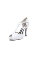 Peep Toe High Heel Shoes Ankle Strap - KissProm