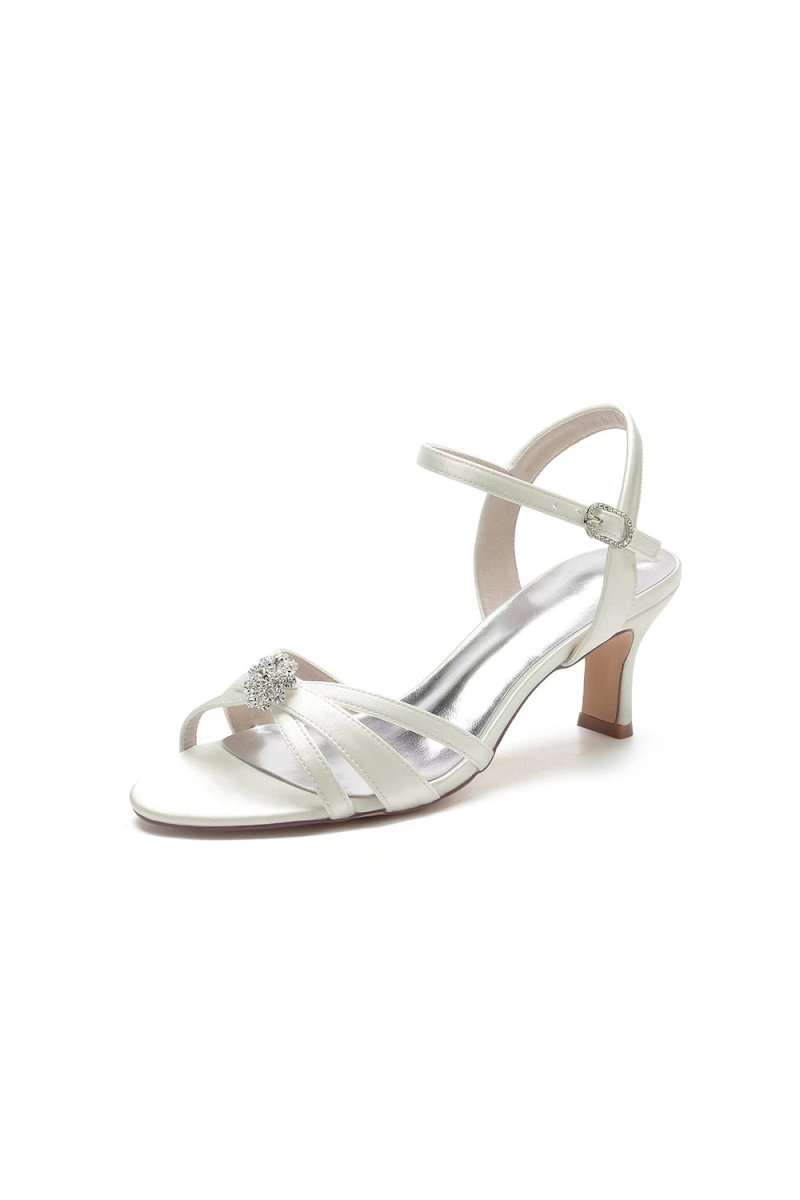 Peep Toe Imitated Silk Chunky Heels - KissProm