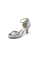 Peep Toe One - strap Buckle Chunky Heel Pumps - KissProm