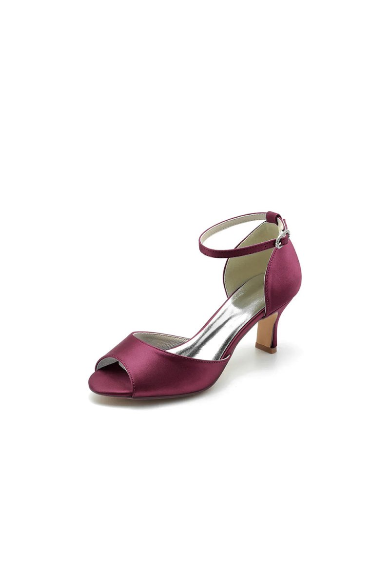 Peep Toe One - strap Buckle Chunky Heel Pumps - KissProm