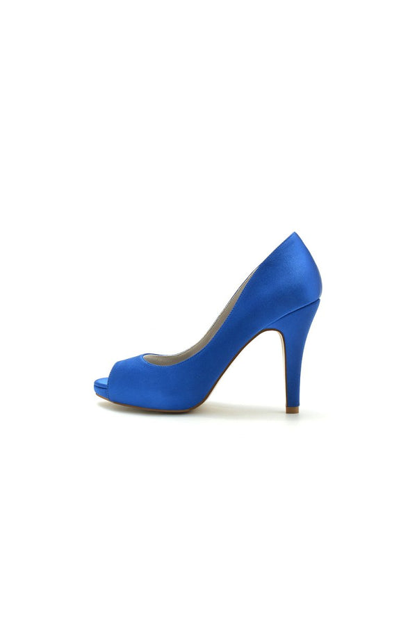 Peep Toe Slip-on Satin Stiletto Heels