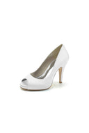 Peep Toe Slip-on Satin Stiletto Heels