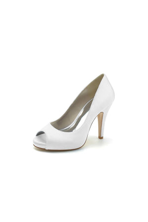 Peep Toe Slip-on Satin Stiletto Heels