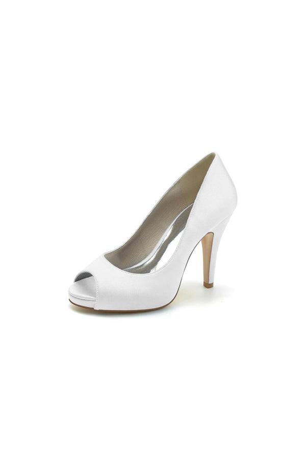Peep Toe Slip-on Satin Stiletto Heels