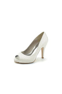 Peep Toe Slip-on Satin Stiletto Heels