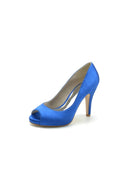 Peep Toe Slip-on Satin Stiletto Heels
