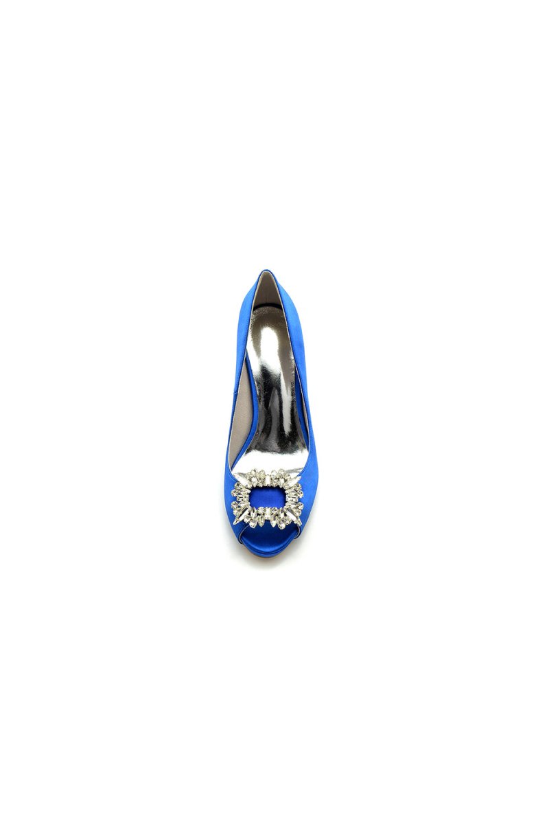 Peep Toe Slip - on Stiletto Heels With Rhinestone - KissProm