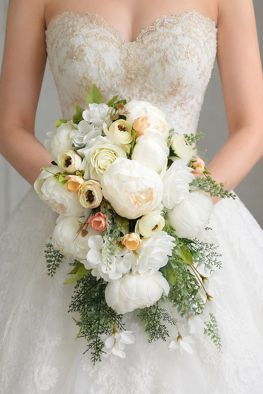Peony Rose Cascade Wedding Flower Bouquets - KissProm Accessories