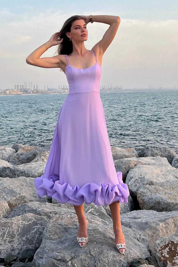 A Line Satin White Long Prom Dresses with Ruffles, White / 2