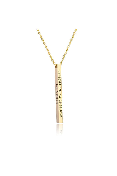 Personalized Gift 3D Bar Dimensional Pendant Necklaces - KissProm