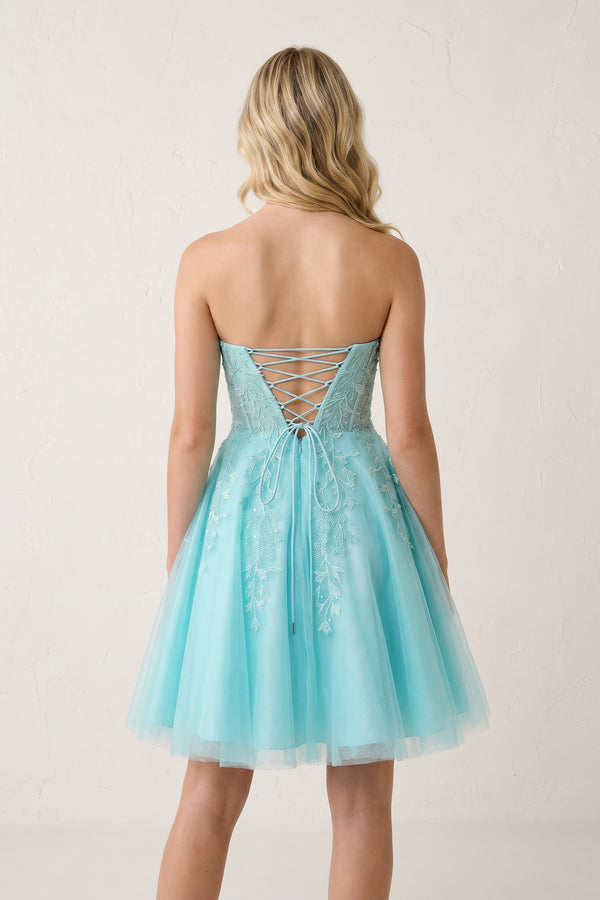 A-Line Tulle Lace Homecoming Dress with Appliques
