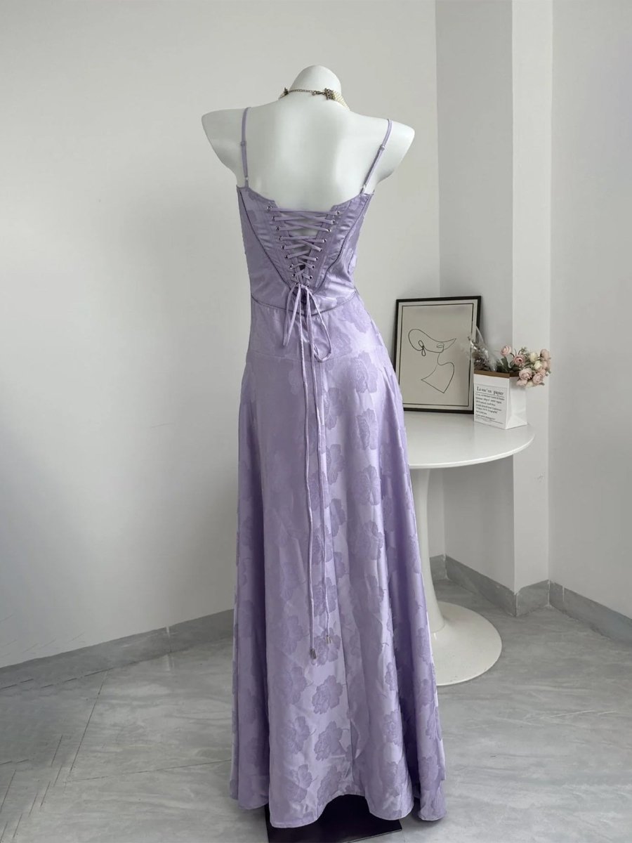 Sage Mermaid Satin Spaghetti Straps Long Prom Dresses Lavender / Custom Size