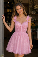 Pink A-line Sweetheart Corset Homecoming Dress | KISSPROM