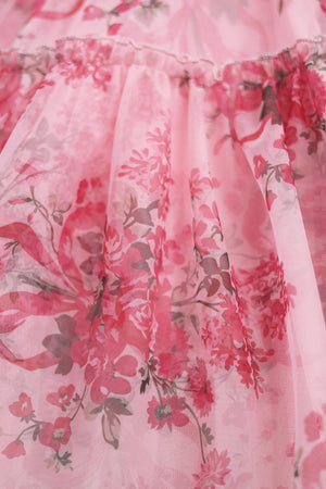 Pink A Line Sweetheart Floral Tulle Short Homecoming Dresses (4) | KISSPROM