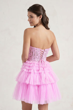 Pink A Line Sweetheart Homecoming Dress with Ruffles (2) | KISSPROM