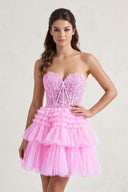 Pink A Line Sweetheart Homecoming Dress with Ruffles | KISSPROM