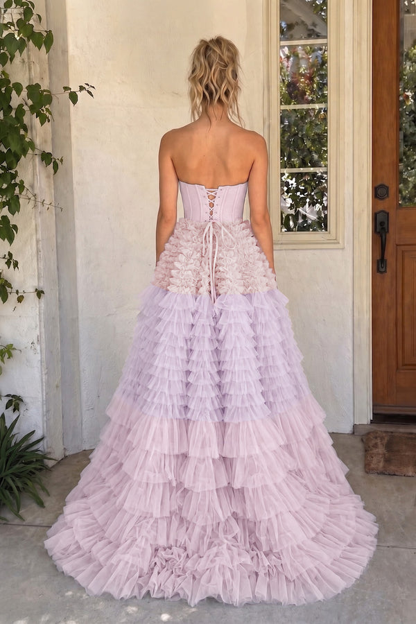 Kaia |A Line Sweetheart Tiered Ruffled Tulle Long Prom Dress