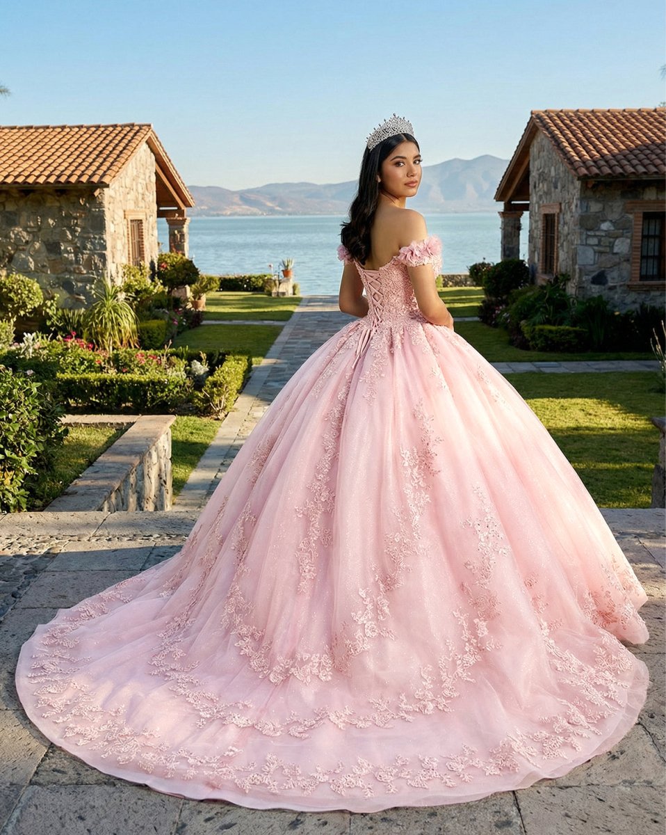 Pink Ball Gown Off the Shoulder Quinceanera Dresses - KissProm