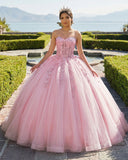 Pink Ball-Gown Tulle 3D Flowers Sweetheart Quinceanera Dresses | KISSPROM